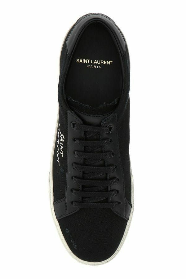 Saint Laurent – Elegante Low-Top-Sneakers aus schwarzem Canvas und Leder