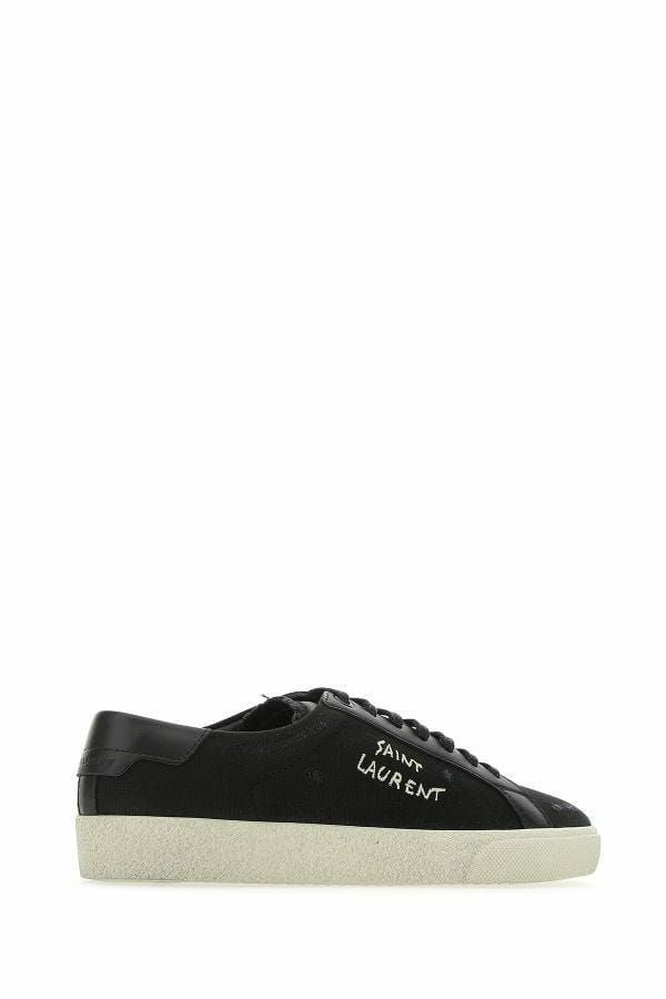 Saint Laurent – Elegante Low-Top-Sneakers aus schwarzem Canvas und Leder