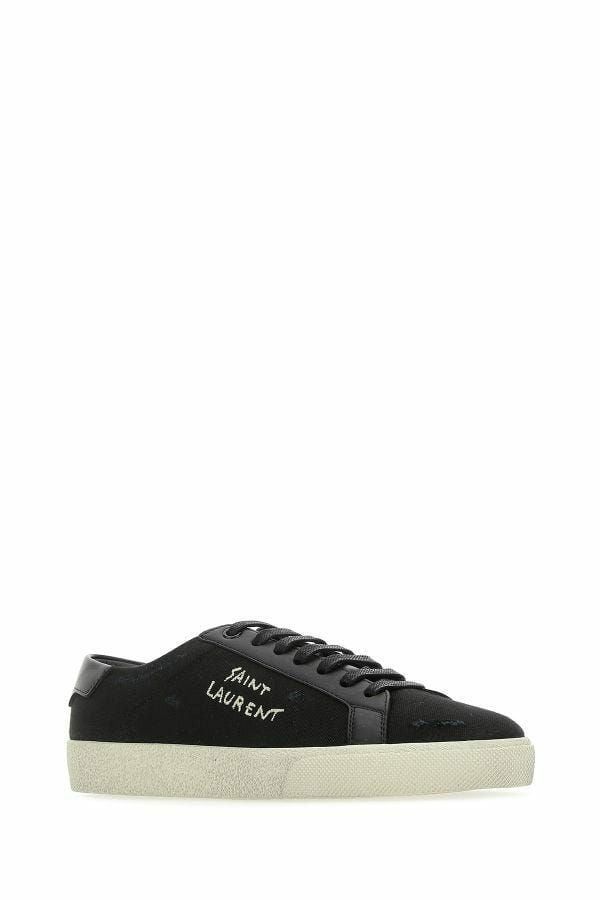 Saint Laurent – Elegante Low-Top-Sneakers aus schwarzem Canvas und Leder