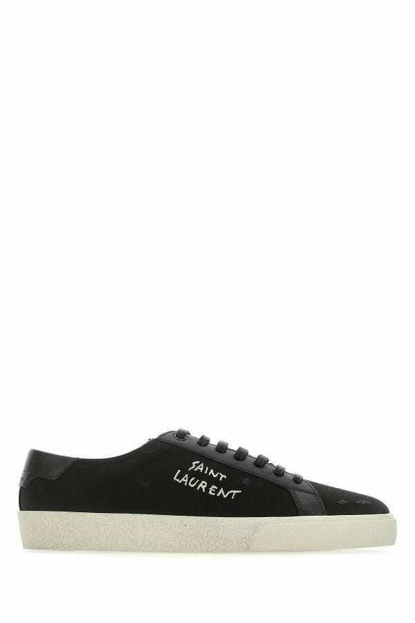 Saint Laurent – Elegante Low-Top-Sneakers aus schwarzem Canvas und Leder