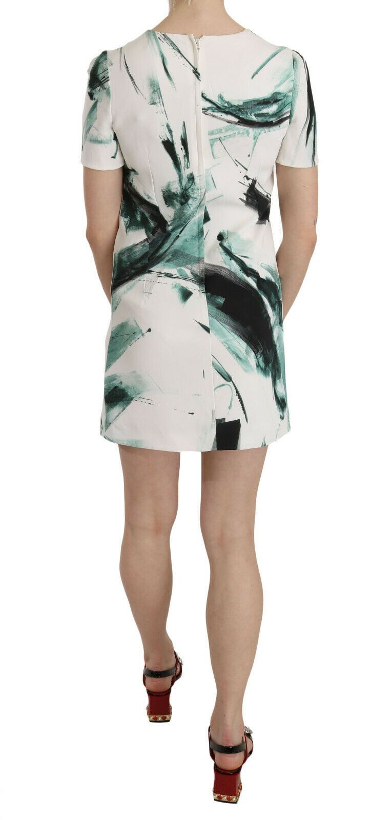 Dolce & Gabbana – Kurzes Mini-Etuikleid in Weiß und Schwarz und Blau