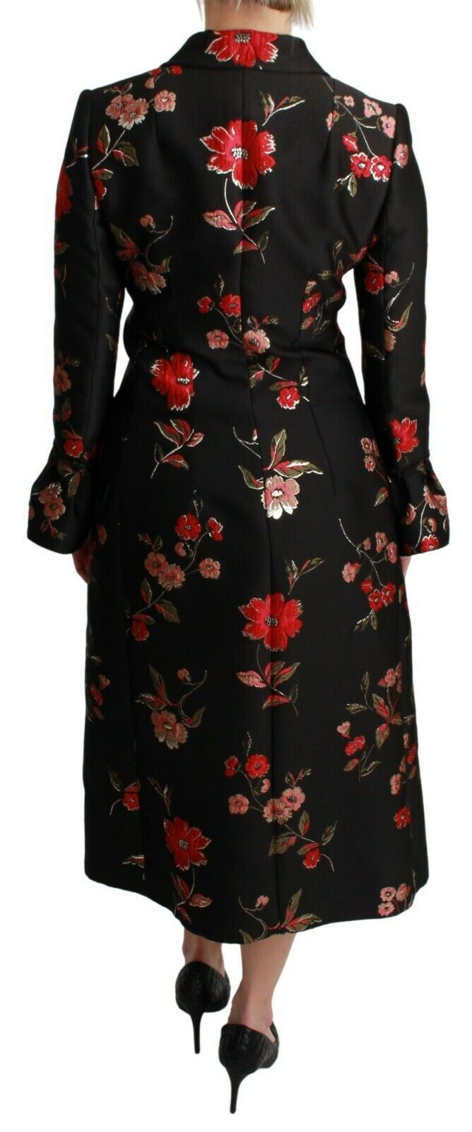 Dolce & Gabbana – Schwarzer Jackenmantel mit Blumenstickerei