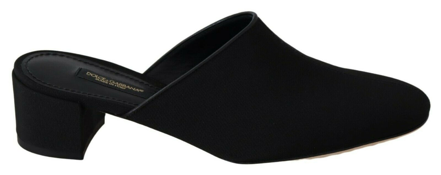 Dolce & Gabbana – Schwarze Rips-Sandalen mit Ripsband Damen Schuhe