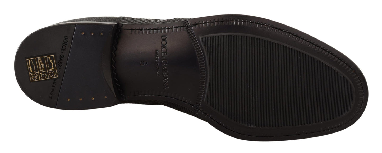 Dolce & Gabbana – Stiefeletten aus schwarzem Leder mit Eidechsenhaut