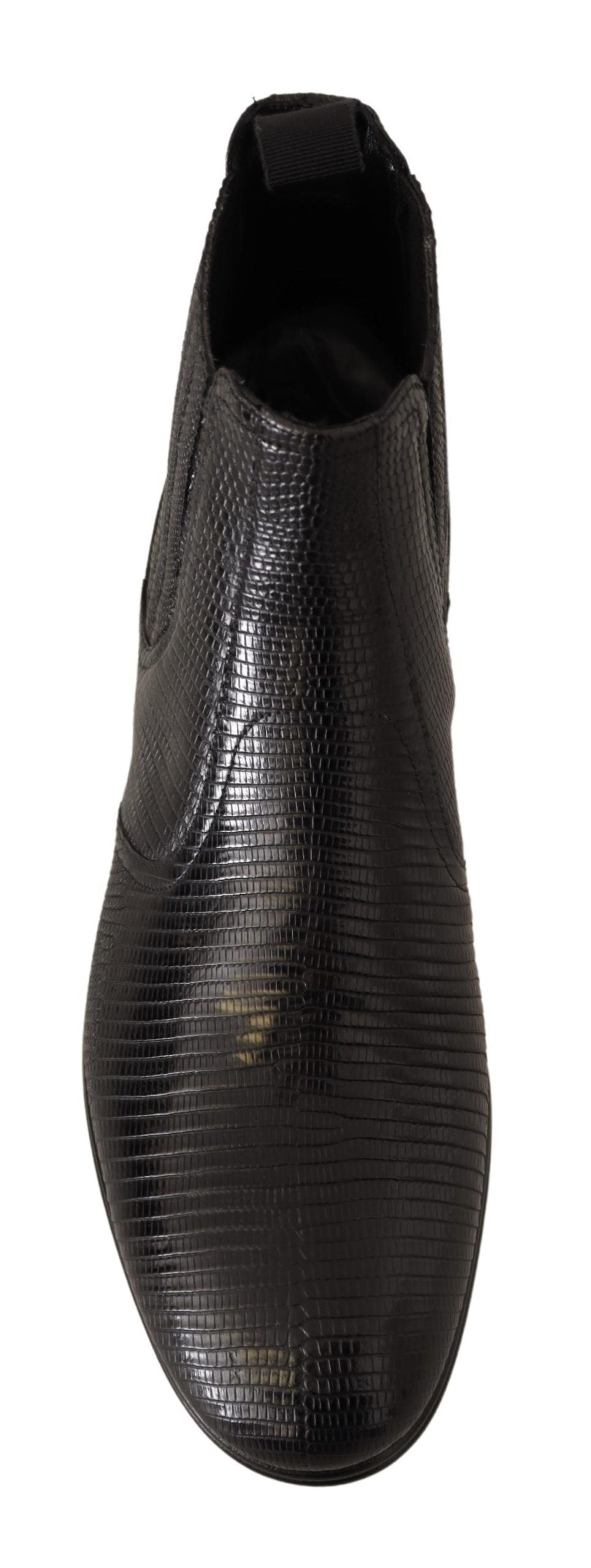 Dolce & Gabbana – Stiefeletten aus schwarzem Leder mit Eidechsenhaut