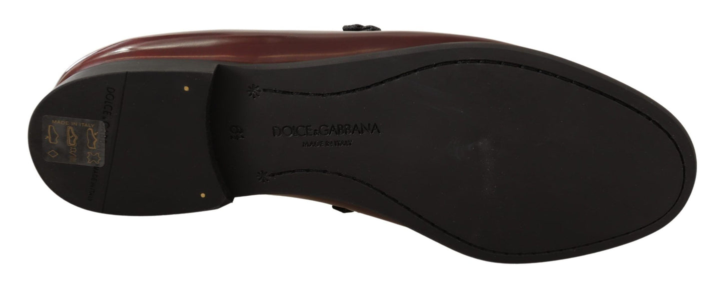 Dolce & Gabbana – Bordeauxfarbene Loafer aus Lackleder