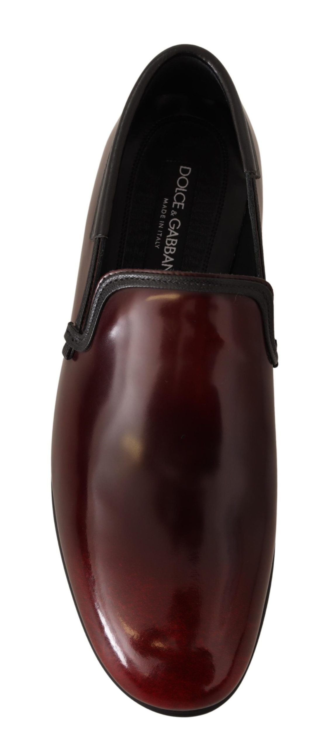 Dolce & Gabbana – Bordeauxfarbene Loafer aus Lackleder