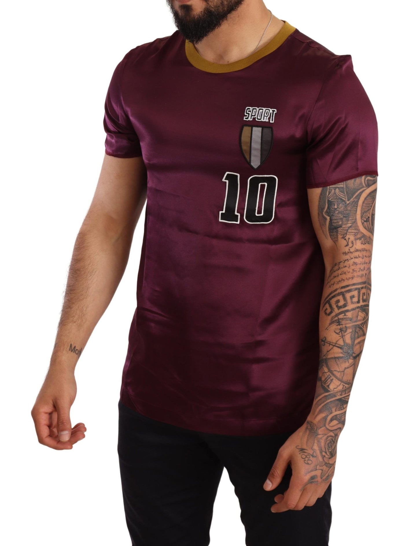 Dolce & Gabbana Lilafarbenes T-Shirt mit Rundhalsausschnitt und Stickerei „Sport 10“