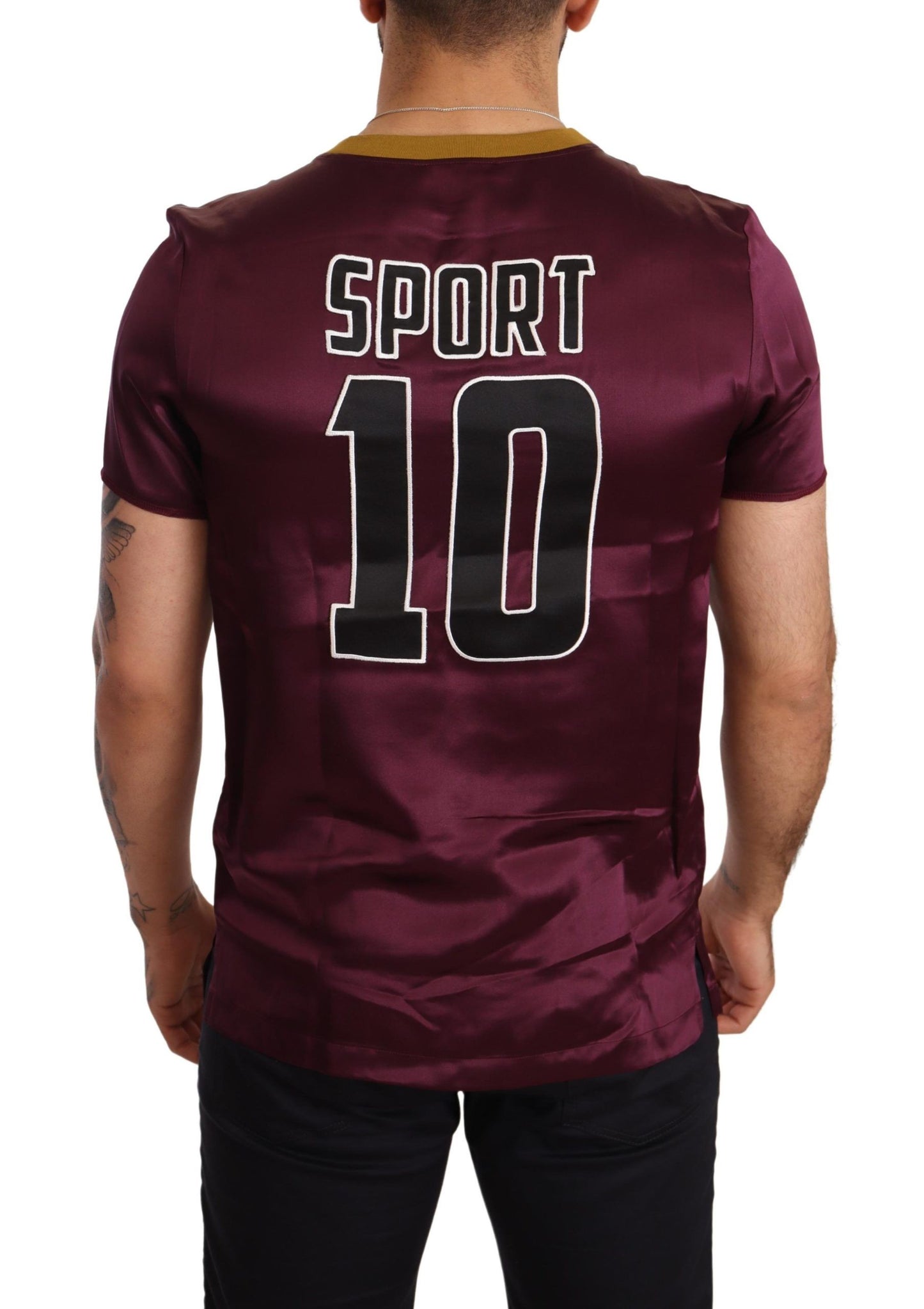 Dolce & Gabbana Lilafarbenes T-Shirt mit Rundhalsausschnitt und Stickerei „Sport 10“