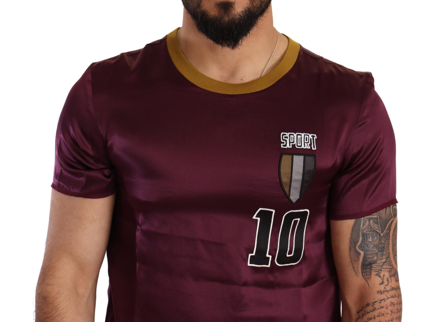Dolce & Gabbana Lilafarbenes T-Shirt mit Rundhalsausschnitt und Stickerei „Sport 10“
