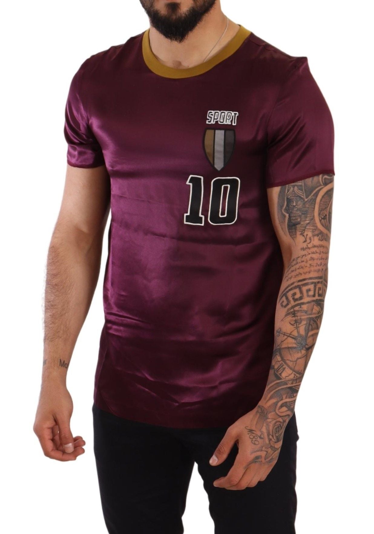 Dolce & Gabbana Lilafarbenes T-Shirt mit Rundhalsausschnitt und Stickerei „Sport 10“