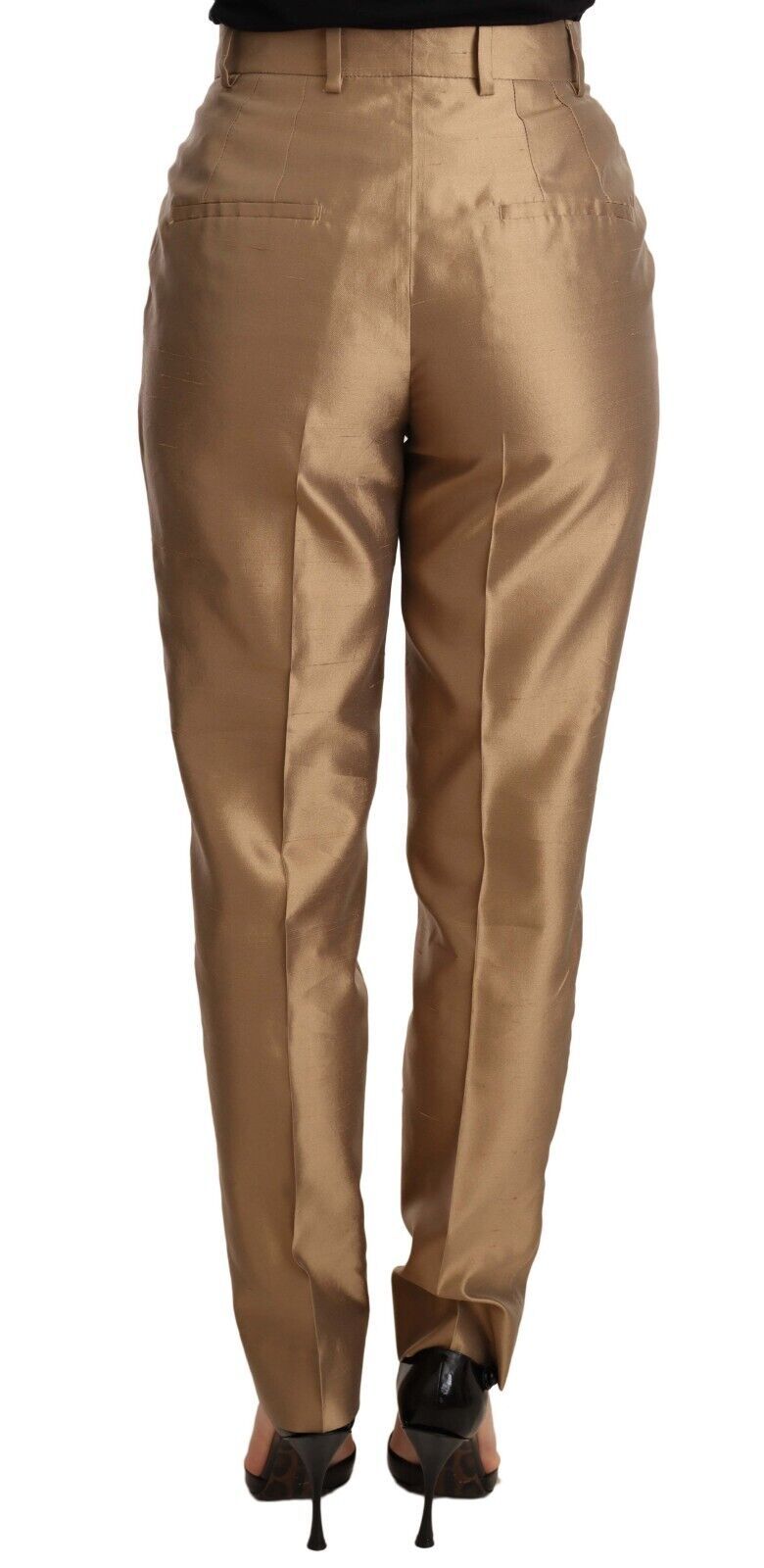 Dolce & Gabbana – Tapered-Hose aus goldener Seide in Metallic-Optik