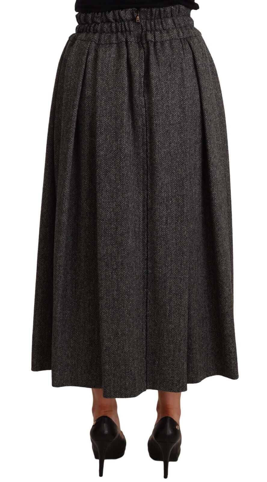 Dolce & Gabbana Grauer A-Linien-Rock aus Wolle mit hoher Taille