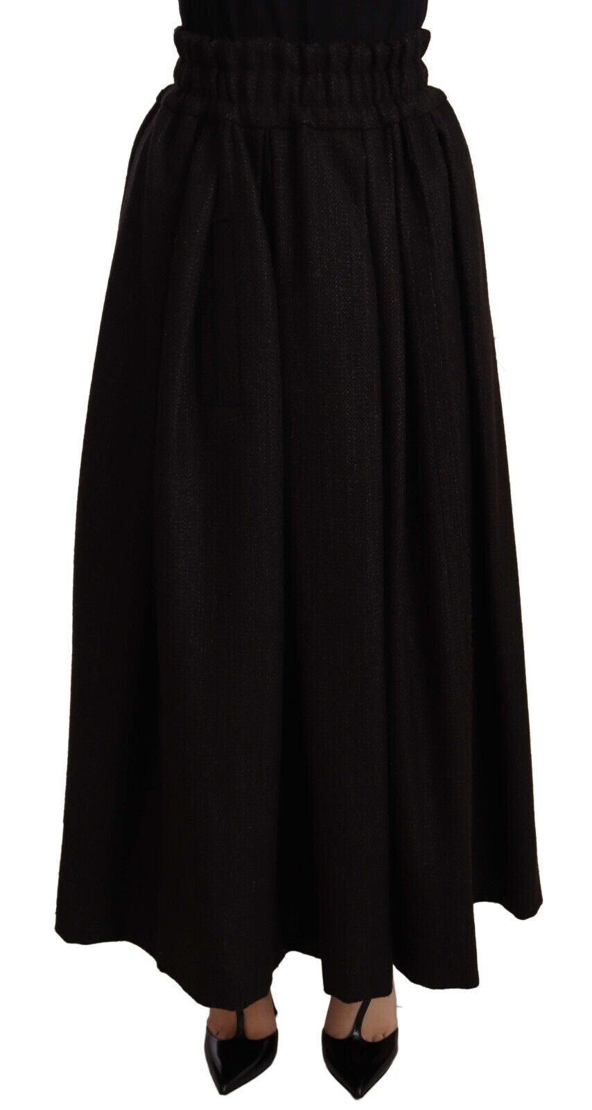 Dolce & Gabbana – Maxirock aus schwarzer Wolle mit hoher Taille