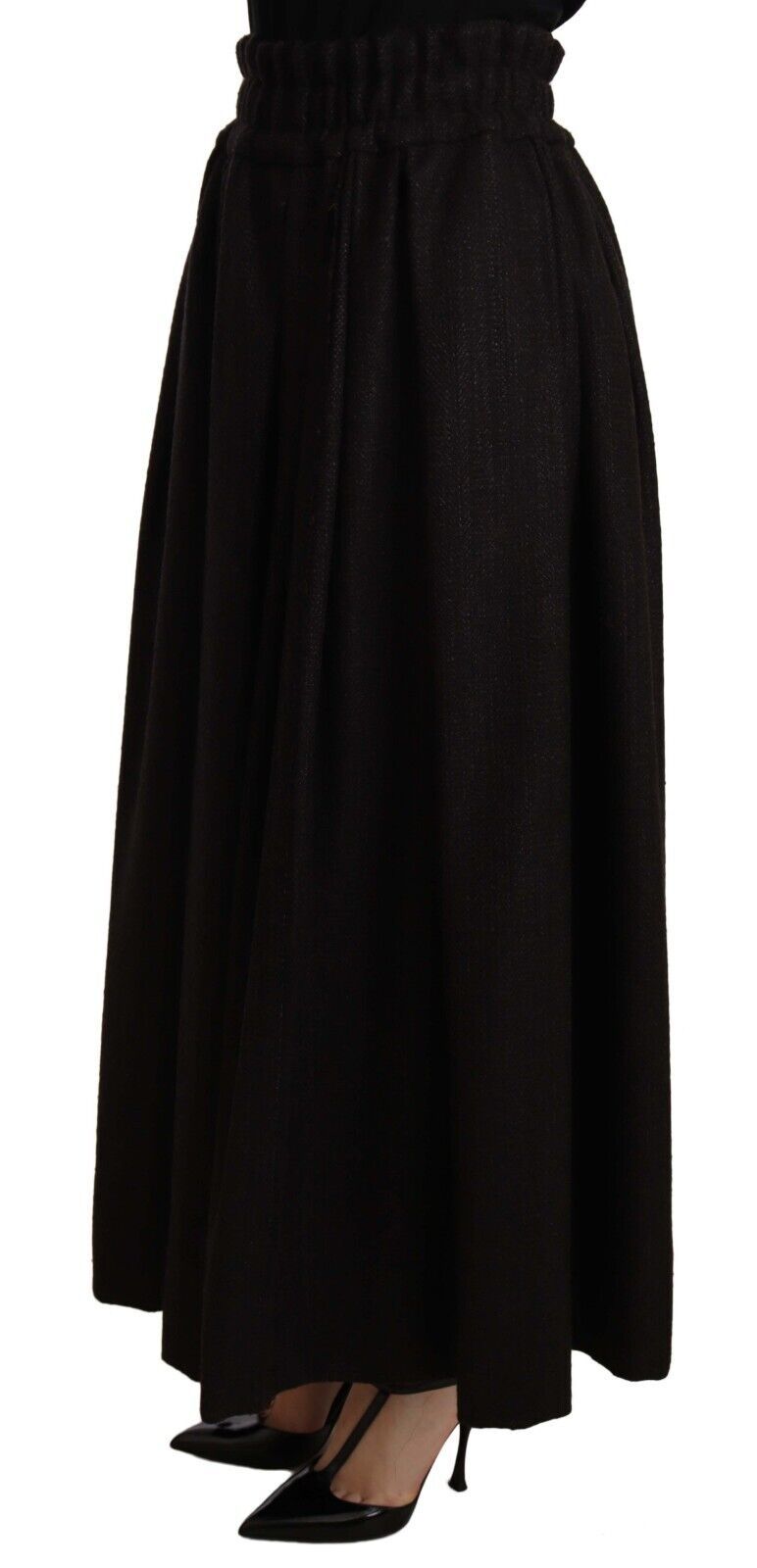 Dolce & Gabbana – Maxirock aus schwarzer Wolle mit hoher Taille