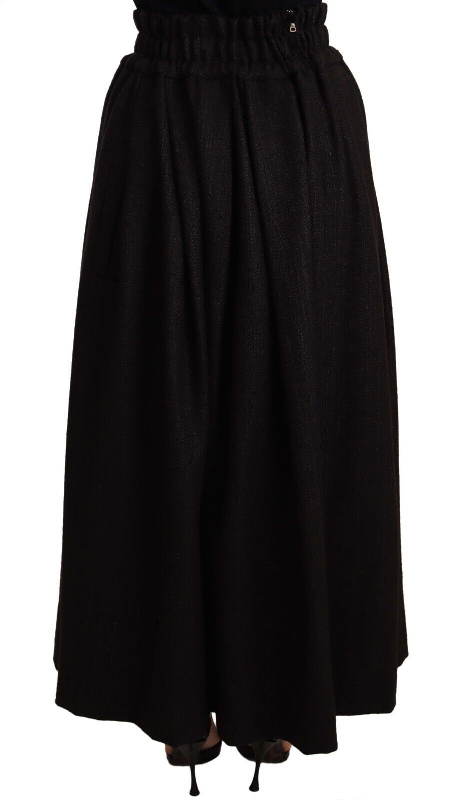 Dolce & Gabbana – Maxirock aus schwarzer Wolle mit hoher Taille