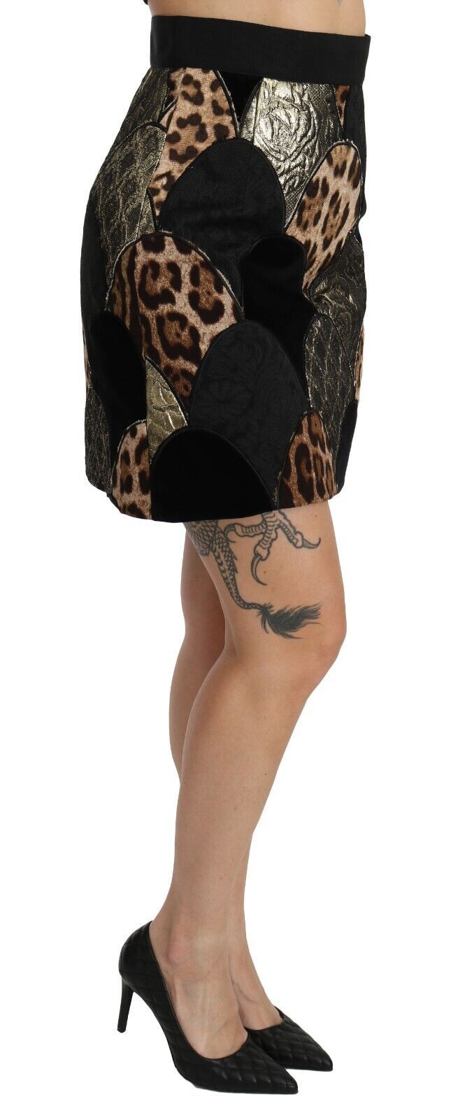 Dolce & Gabbana – Mehrfarbiger Minirock mit hoher Taille und Leopardenmuster