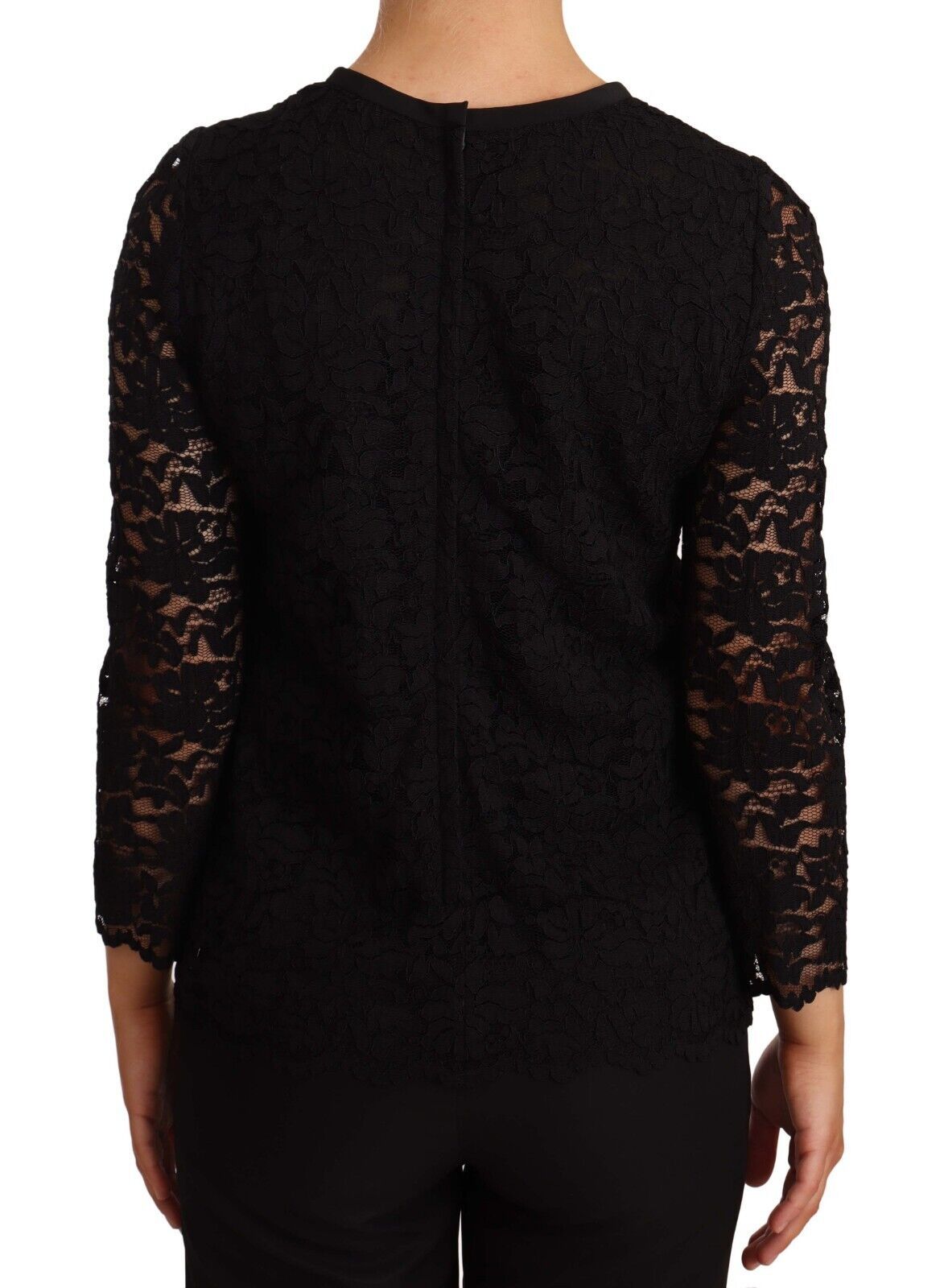 Dolce & Gabbana – Schwarzes Nylon-Blusetop mit Blumenspitze