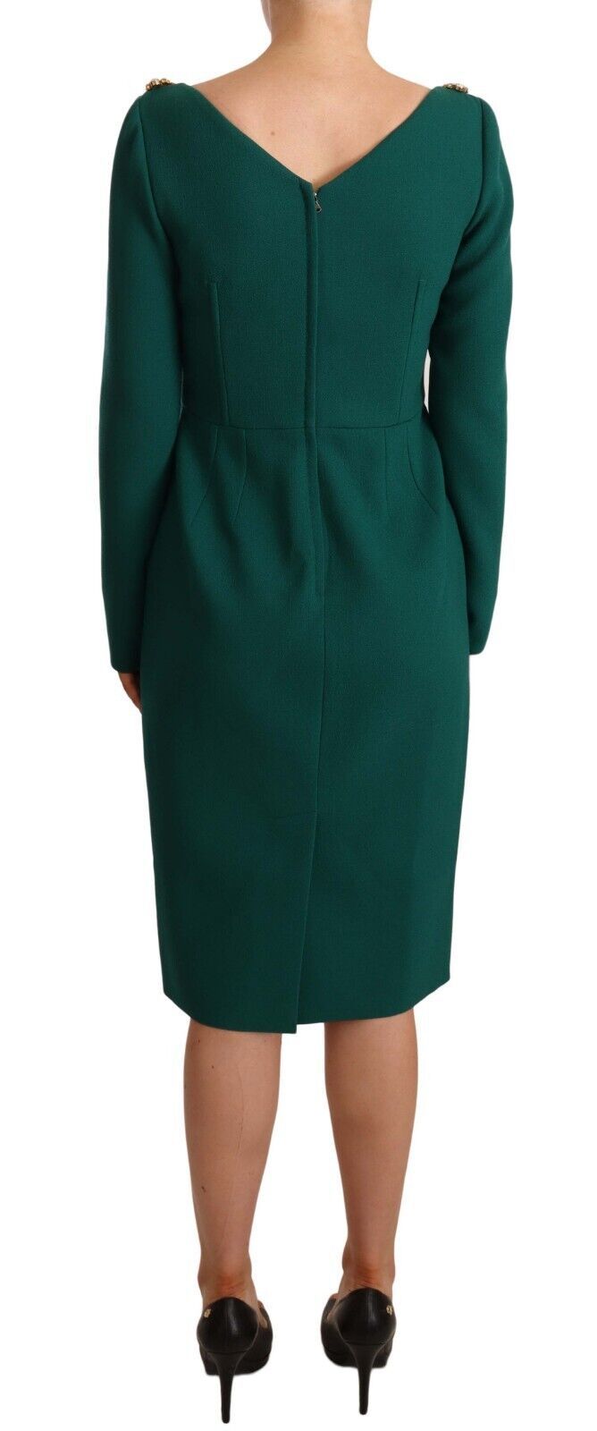 Dolce & Gabbana Grünes Stretch-Crêpe-Midikleid mit Kristallen