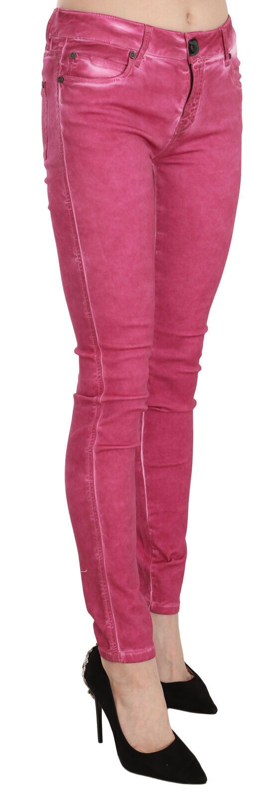 Dolce & Gabbana – Enge Hose aus rosa Samt mit mittlerer Taille