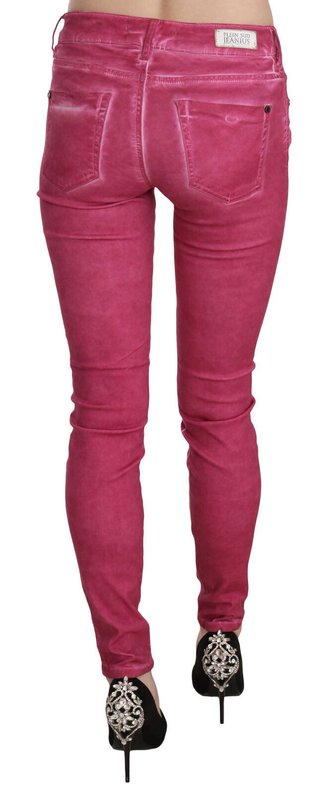 Dolce & Gabbana – Enge Hose aus rosa Samt mit mittlerer Taille