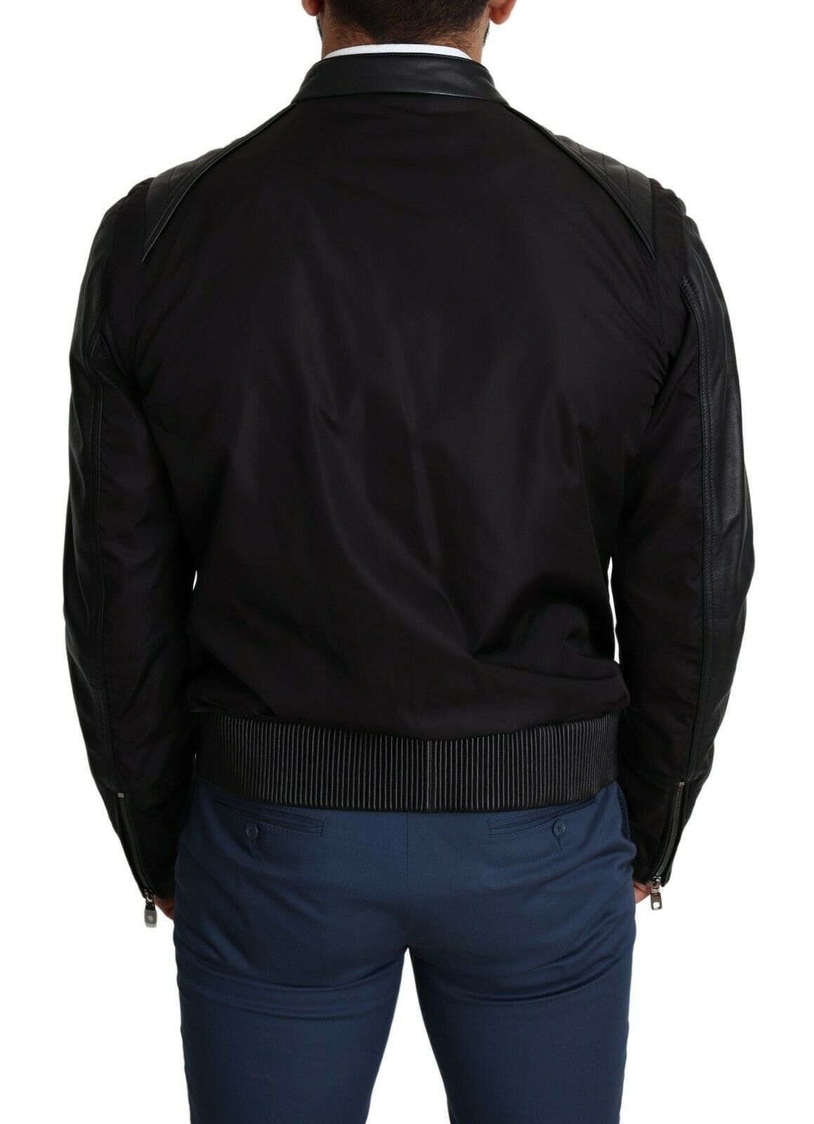 Dolce & Gabbana – Schwarze Bomberjacke aus Nylon mit durchgehendem Reißverschluss für Herren