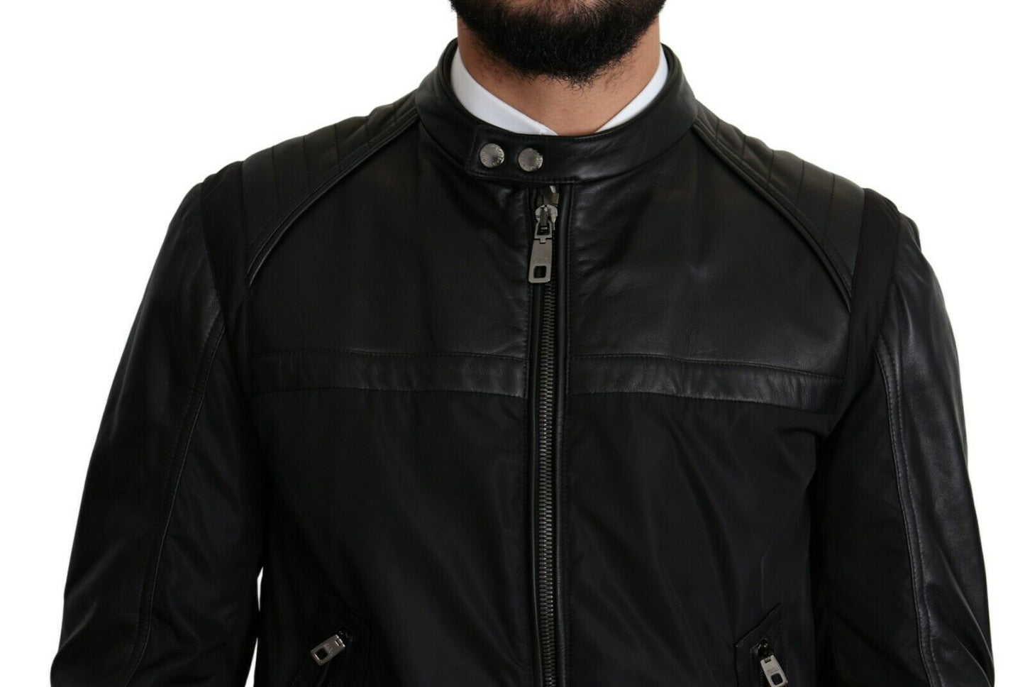 Dolce & Gabbana – Schwarze Bomberjacke aus Nylon mit durchgehendem Reißverschluss für Herren