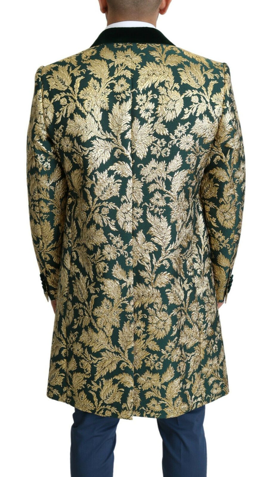 Dolce & Gabbana DOLCE & GABBANA Jacke SICILIA Langer Jacquard-Mantel in Grüngold