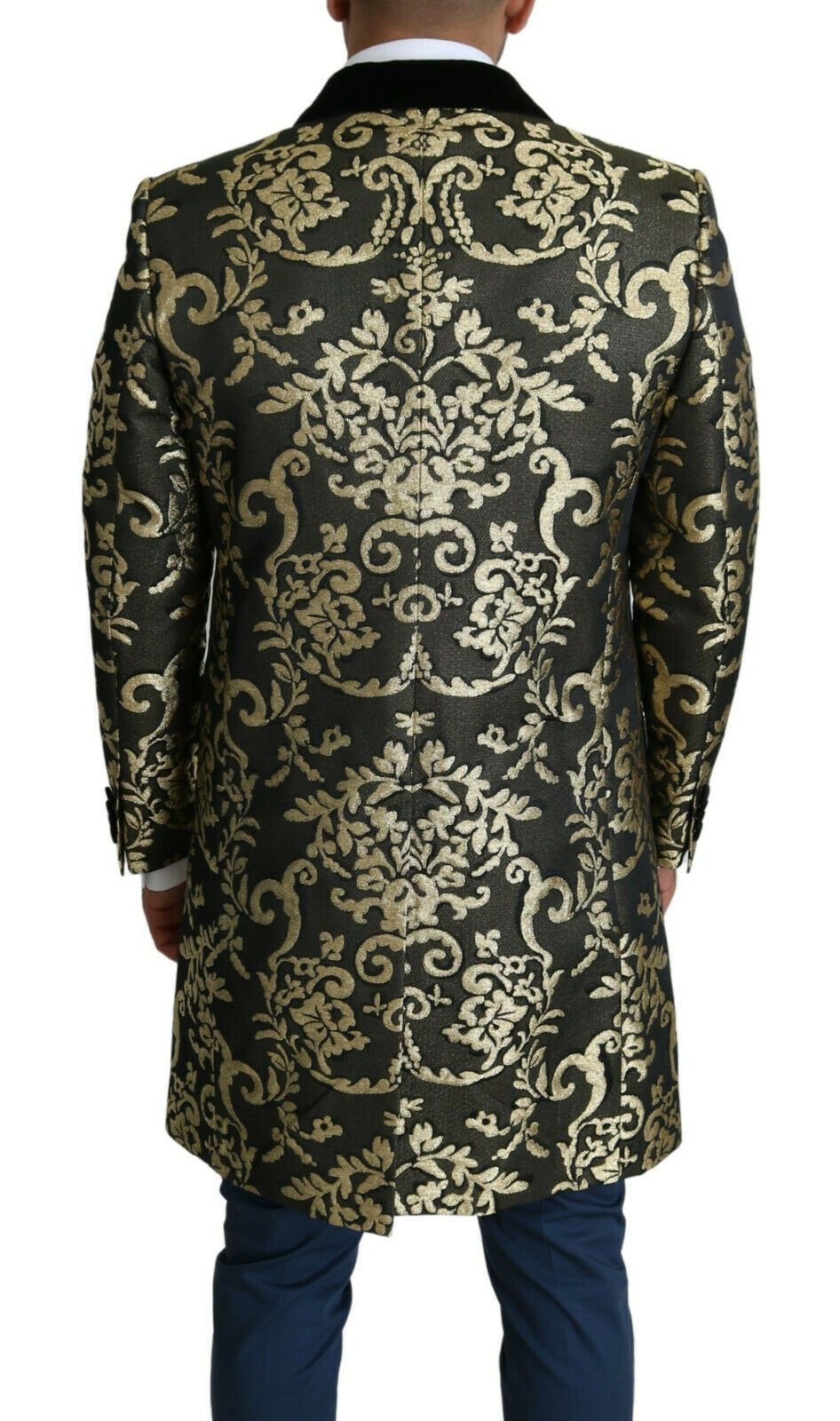 Dolce & Gabbana Schwarzgold Jacquard Langmantel SICILIA Jacke