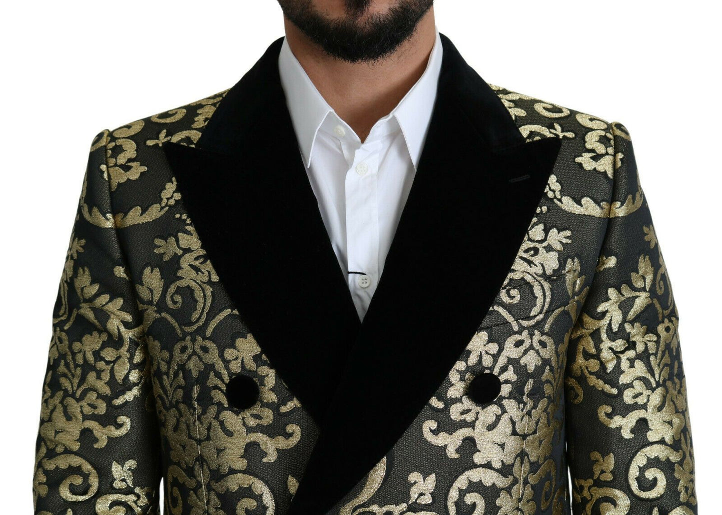 Dolce & Gabbana Schwarzgold Jacquard Langmantel SICILIA Jacke
