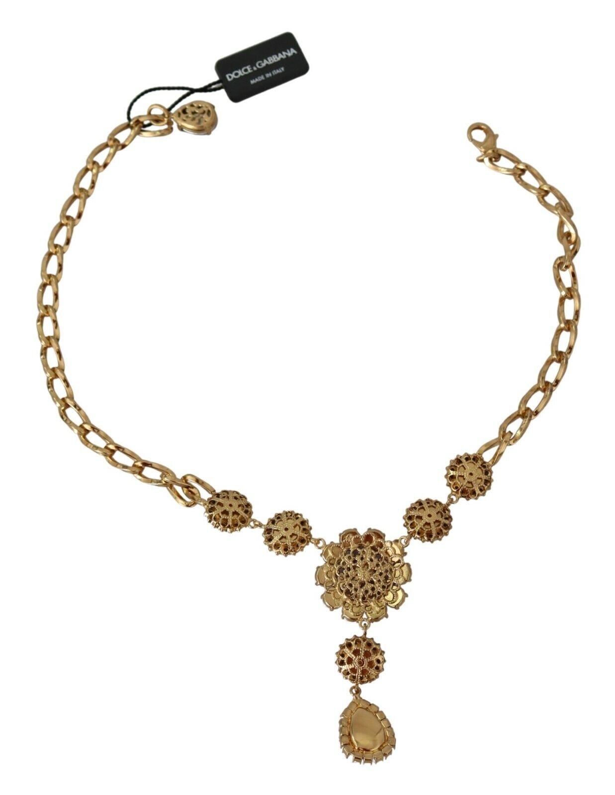 Dolce & Gabbana Roségold Messing Kristall Lila Perlen Anhänger