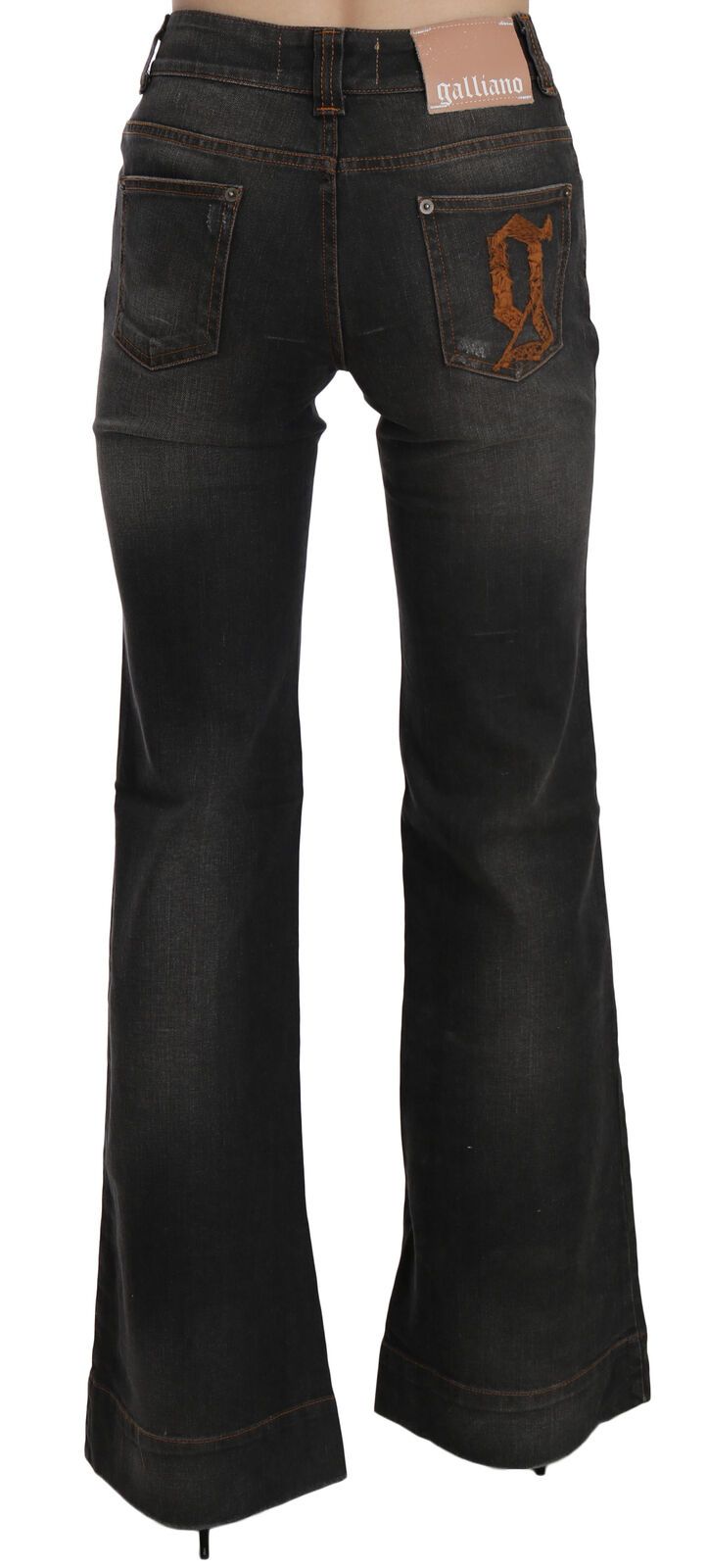 Dolce & Gabbana – Lässige Jeans aus verwaschenem, schwarzem, ausgestelltem Denim mit mittlerer Taille