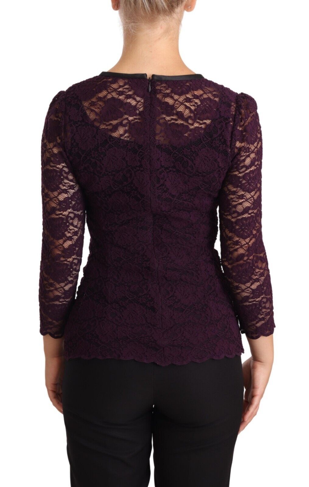 Dolce & Gabbana Lila Spitzenbluse mit langen Ärmeln