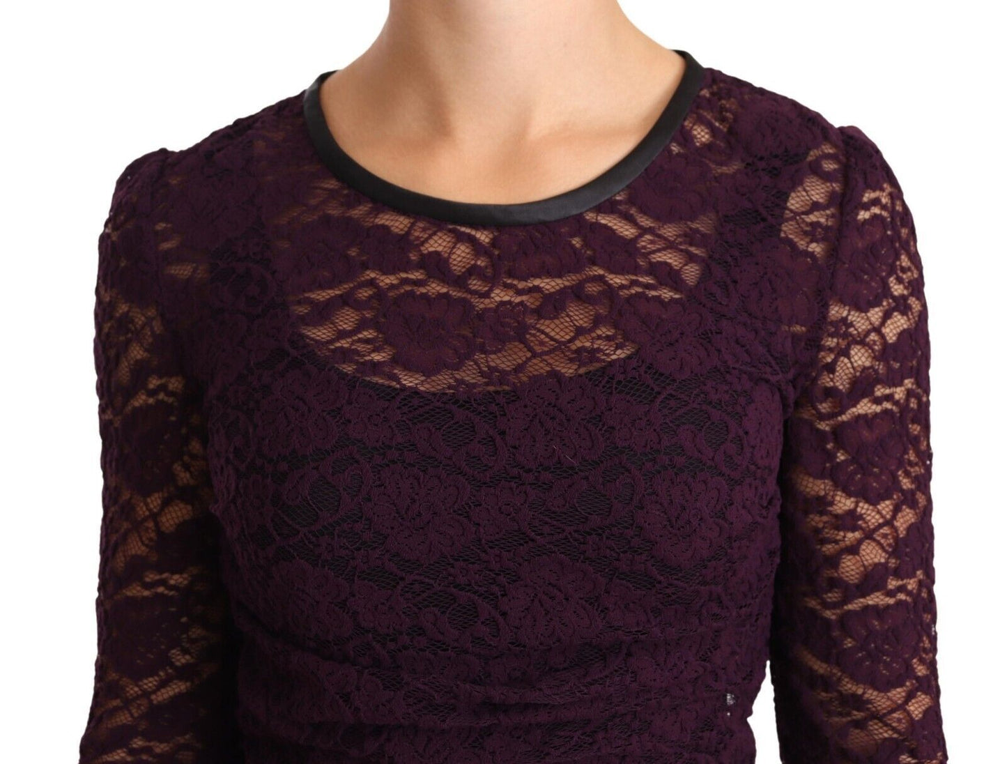 Dolce & Gabbana Lila Spitzenbluse mit langen Ärmeln