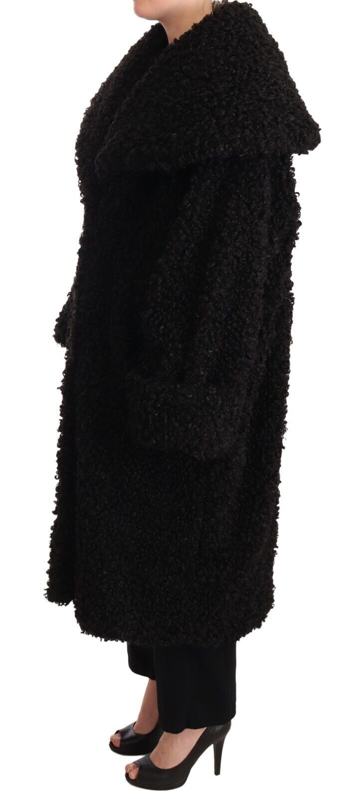 Dolce & Gabbana – Trenchcoatjacke aus schwarzem Polyesterpelz