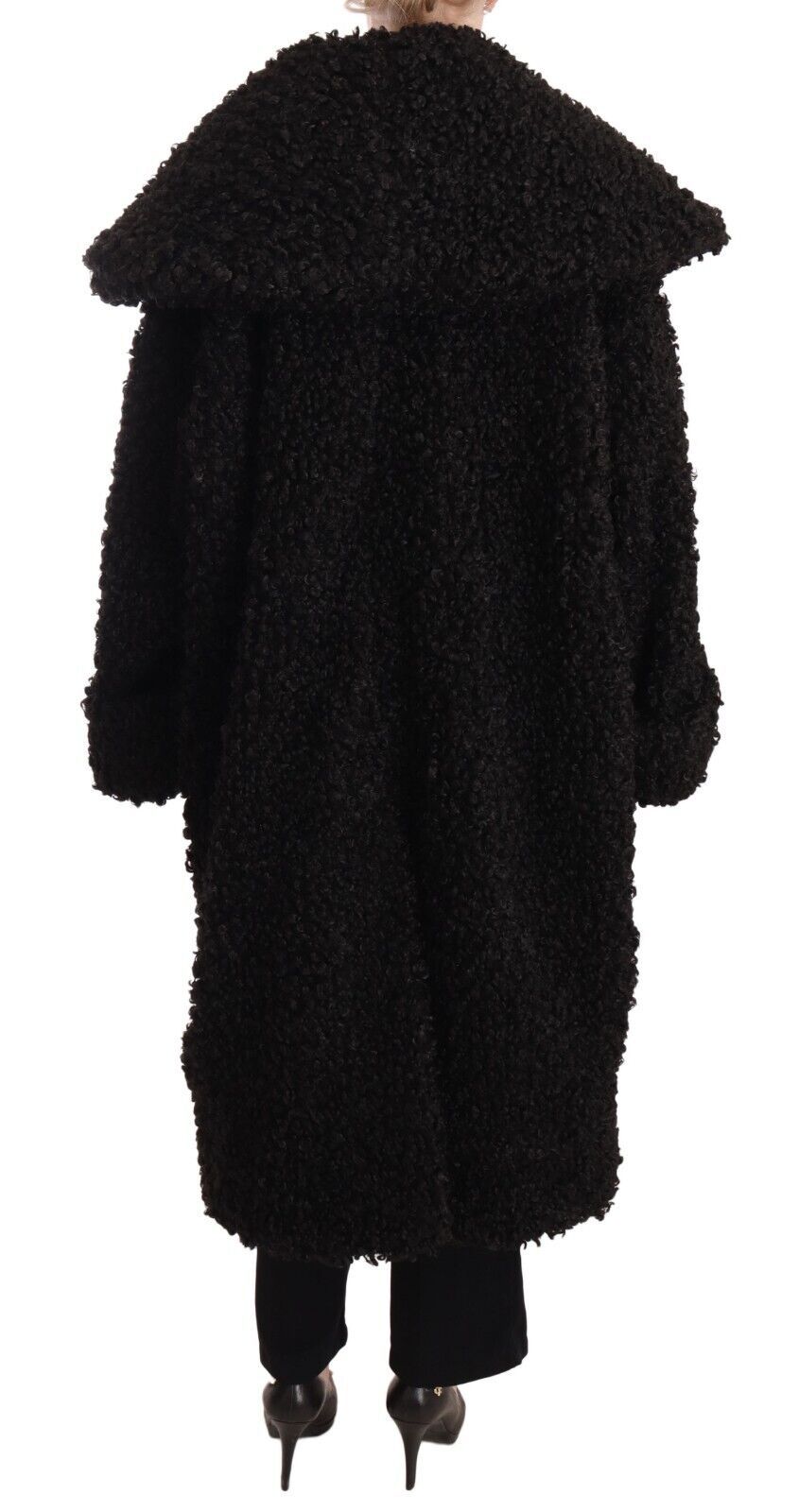 Dolce & Gabbana – Trenchcoatjacke aus schwarzem Polyesterpelz