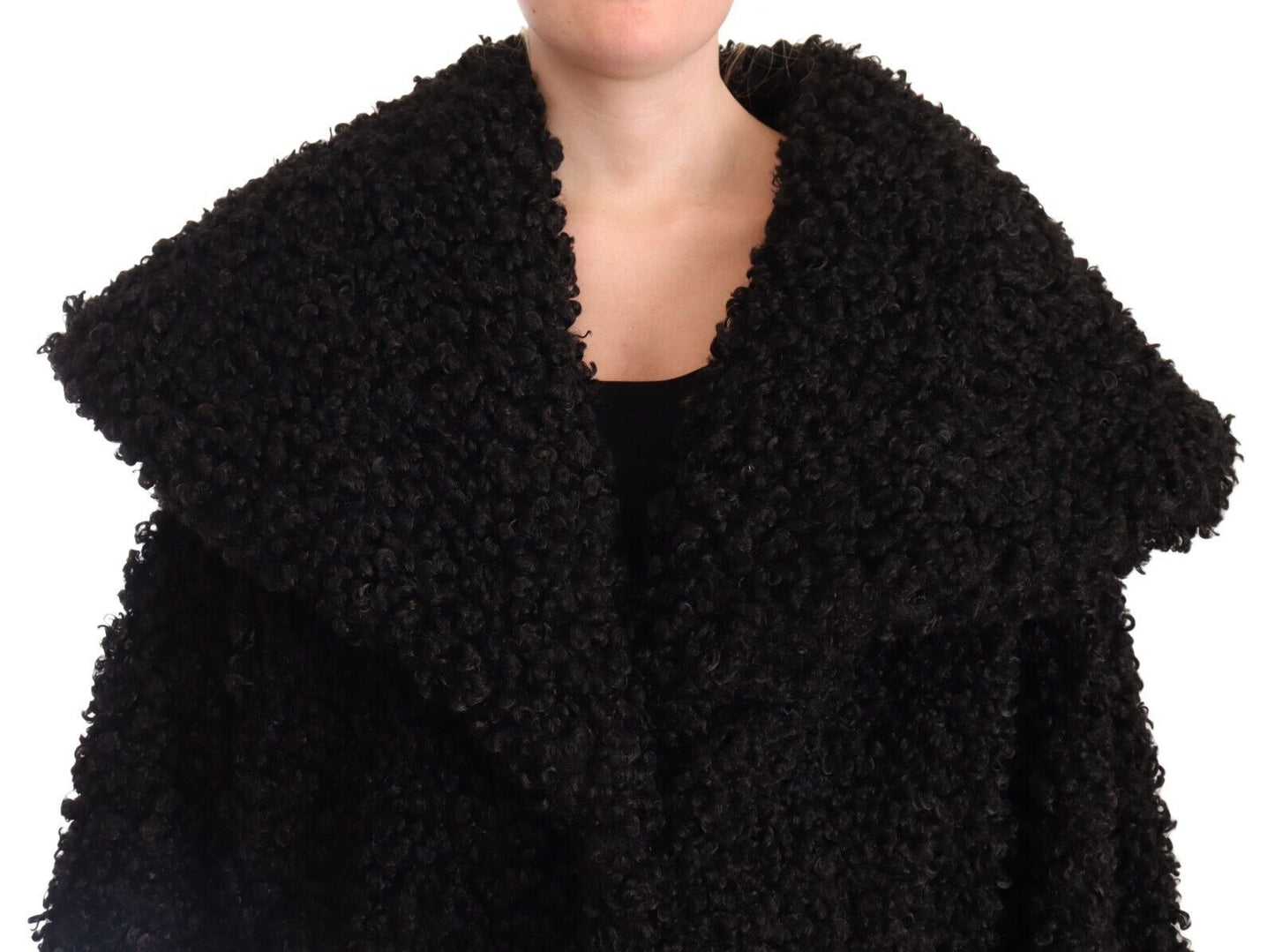 Dolce & Gabbana – Trenchcoatjacke aus schwarzem Polyesterpelz