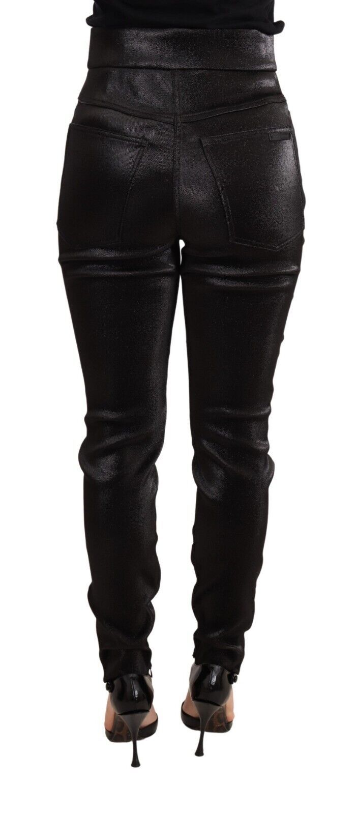 Dolce & Gabbana – Stretchhose aus Baumwolle mit Lurexfaden in Schwarz und Silber