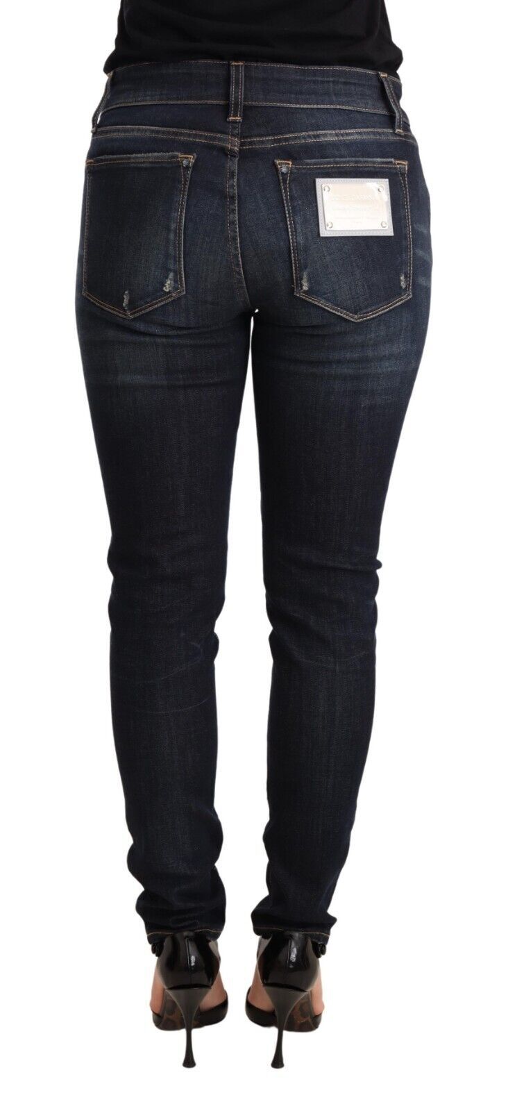 Dolce & Gabbana – Schmale Skinny-Jeans aus Baumwollstretch in blauer Waschung
