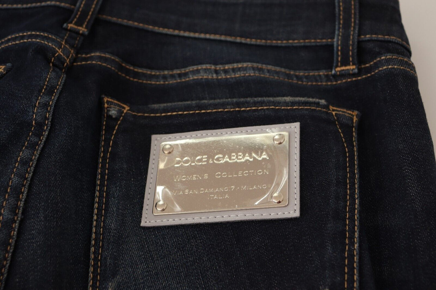Dolce & Gabbana – Schmale Skinny-Jeans aus Baumwollstretch in blauer Waschung
