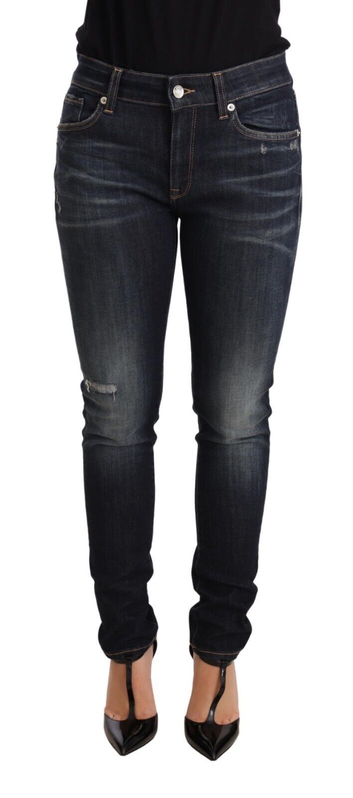 Dolce & Gabbana – Schmale Skinny-Jeans aus Baumwollstretch in blauer Waschung
