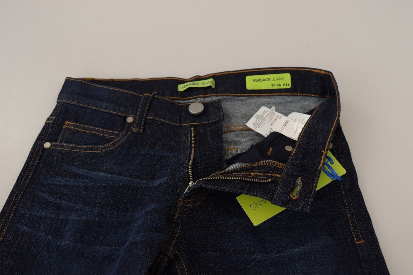 Versace Jeans Dunkelblaue Skinny-Jeans aus Baumwolle mit niedriger Taille