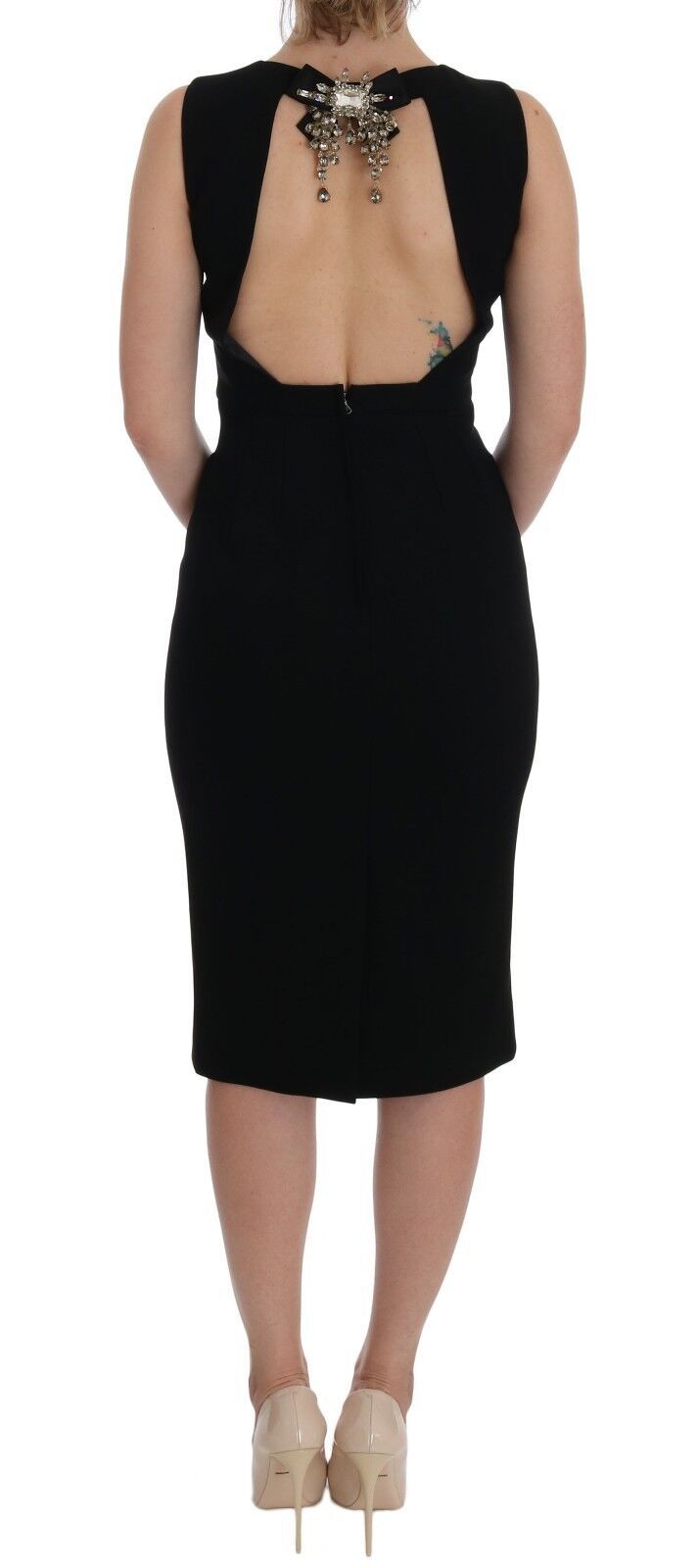 Dolce & Gabbana – Schwarzes Etuikleid mit Stretch-Kristallen