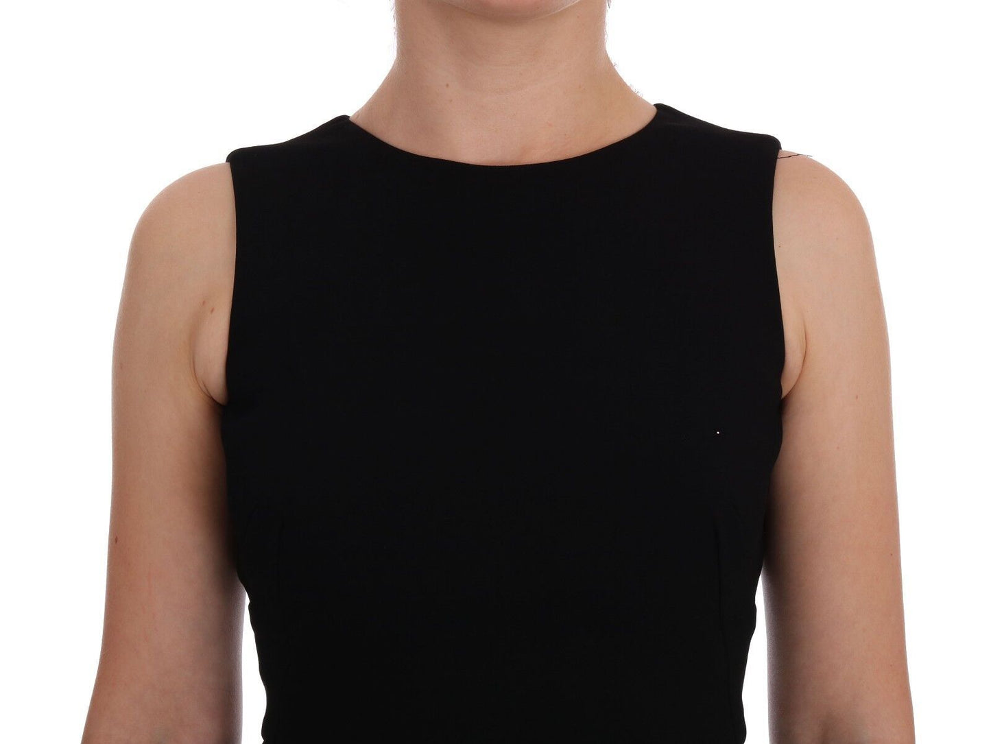 Dolce & Gabbana – Schwarzes Etuikleid mit Stretch-Kristallen