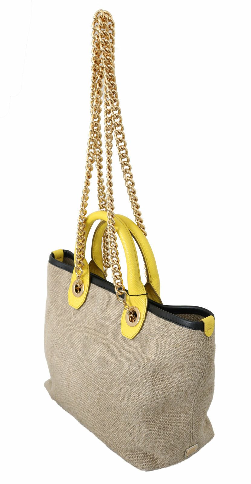 Dolce & Gabbana Beige Gold Kettenriemen Schultertasche Handtasche