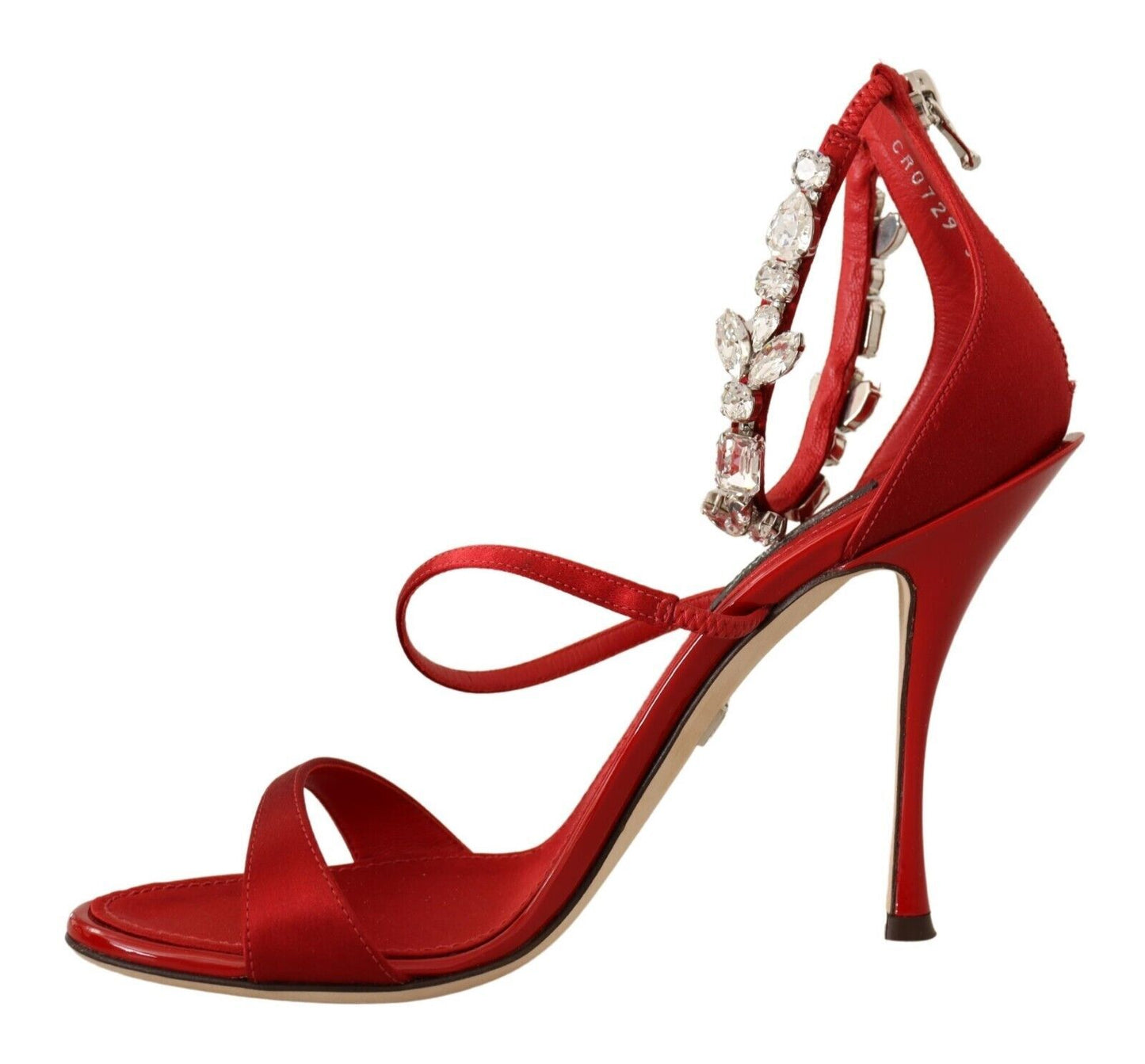 Dolce & Gabbana Rote Satin-Kristall-Sandalen Keira Heels Schuhe