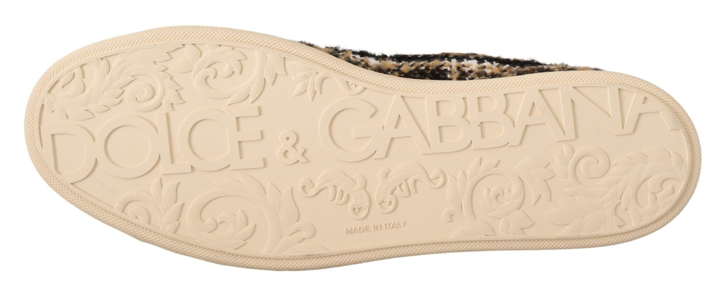 Dolce & Gabbana Beige Braun Wolle Baumwolle High Top Sneakers