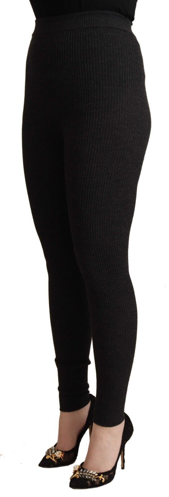 Dolce & Gabbana – Schwarze Strumpfhose aus Schurwolle mit Stretchbund