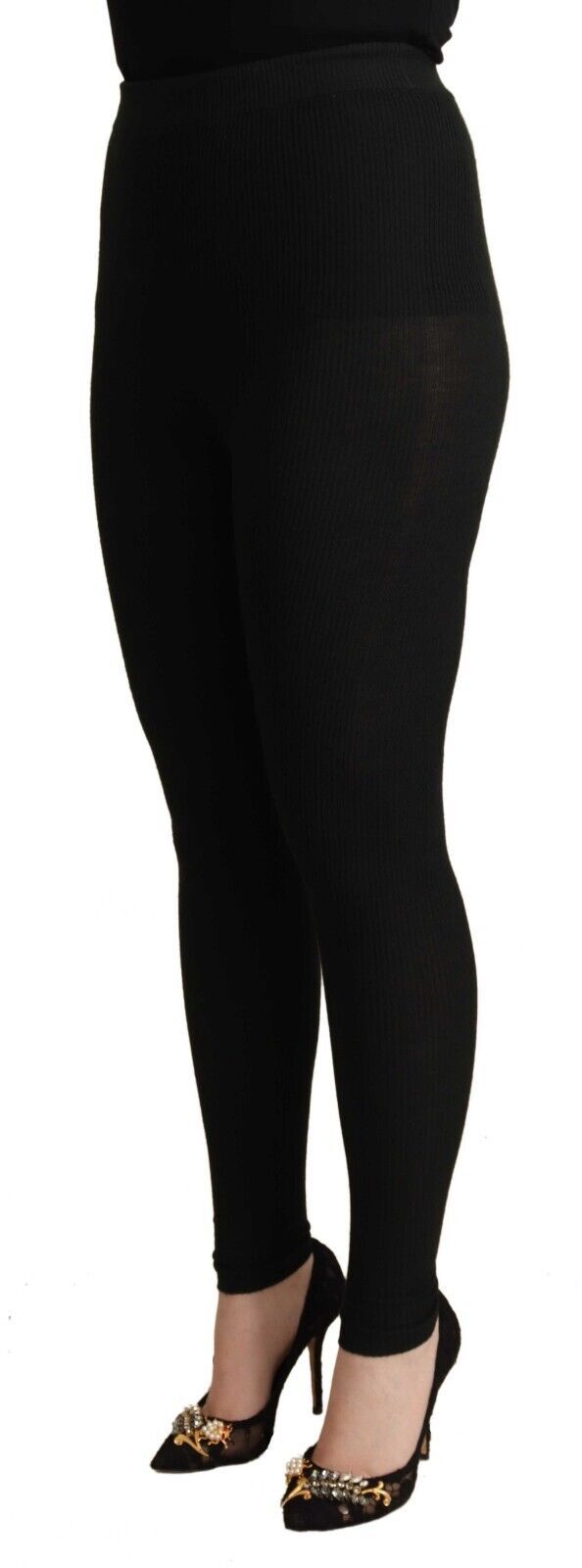 Dolce & Gabbana – Schwarze Strumpfhose aus Kaschmir mit Stretchbund