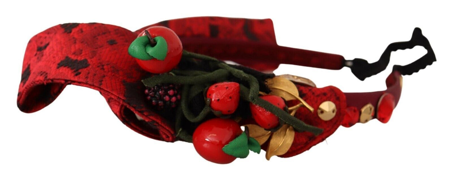 Dolce & Gabbana Rote Tiara Beerenfrucht Kristallschleife Haardiadem Stirnband